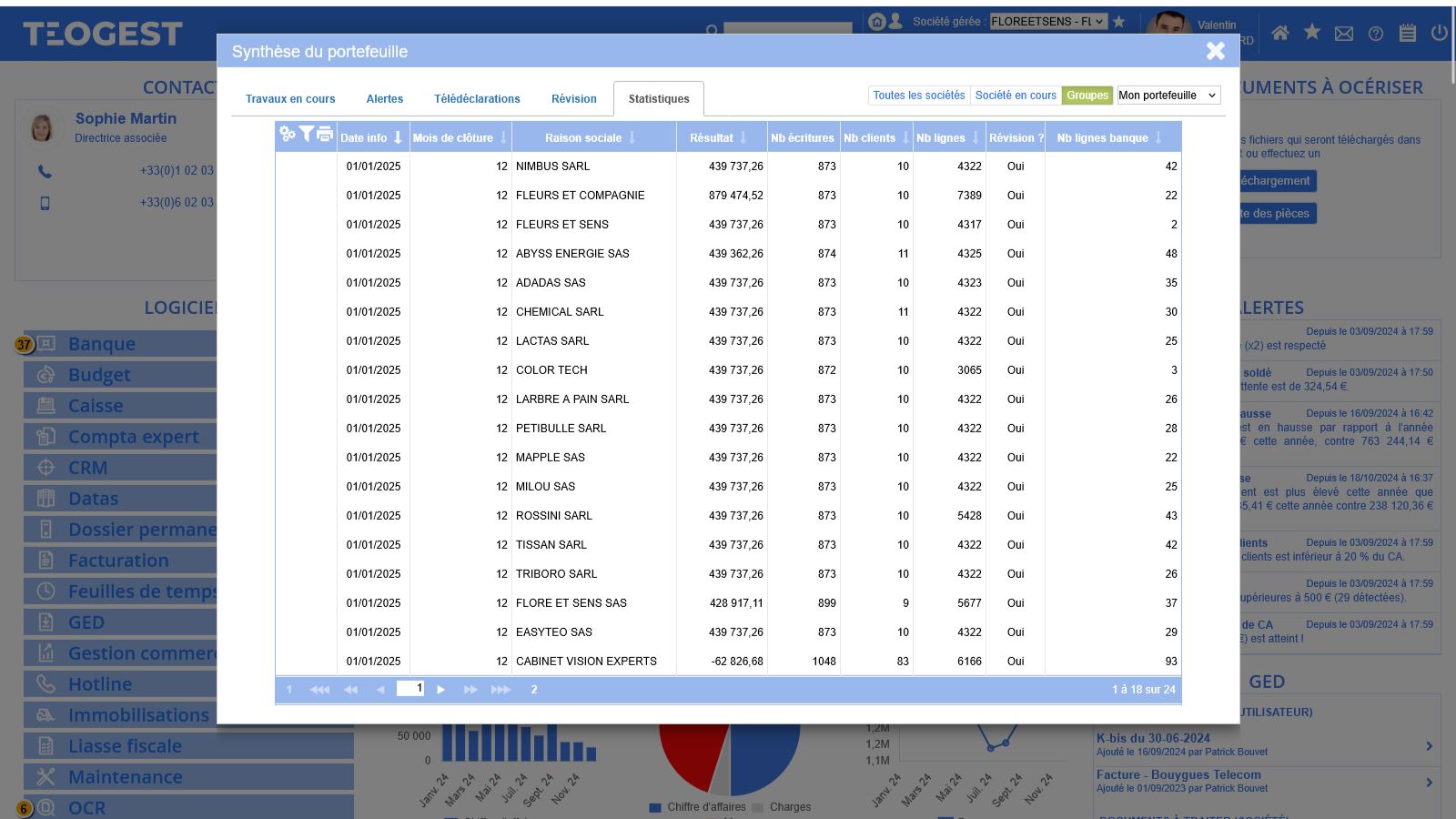 Detail de la barre dentete  la grande etoile pour visualiser la synthese du portefeuille des dossiers du collaborateur ou du groupe  5  Statistiques